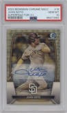 Juan Soto from the 2023 Topps The National VIP set featuring a Superfractor parallel graded by PSA and given an overall grade of 10.