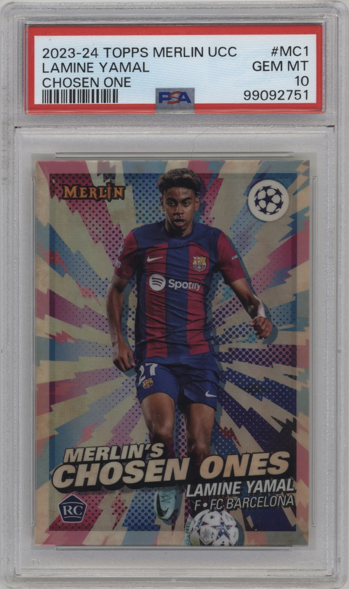 2023 Topps Merlin UEFA Club Competitions Merlin's Chosen Ones Lamine Yamal #MC-1 PSA 10