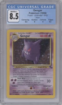 Gengar from the 1999 Pokemon set graded by CSG and given an overall grade of 8.5.