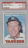 Mickey Mantle from the 1967 Topps set graded by PSA and given an overall grade of 8.