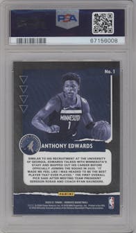 Anthony Edwards from the 2020-21 Panini Donruss set featuring a Red Laser parallel graded by PSA and given an overall grade of 10.