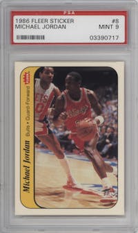 Michael Jordan from the 1986-87 Fleer set graded by PSA and given an overall grade of 9.