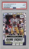 Joe Burrow from the 2021 Panini Contenders Draft Picks set featuring a Game Ticket Gold Cracked Ice parallel graded by PSA and given an overall grade of 9.