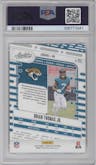 Brian Thomas Jr. from the 2024 Panini Absolute set featuring a Red & Blue parallel graded by PSA and given an overall grade of 10.