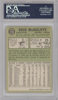 Dick McAuliffe from the 1967 Topps set graded by PSA and given an overall grade of 7.