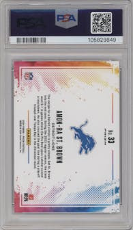 Amon-Ra St.Brown from the 2024 Panini Prizm set graded by PSA and given an overall grade of 10.