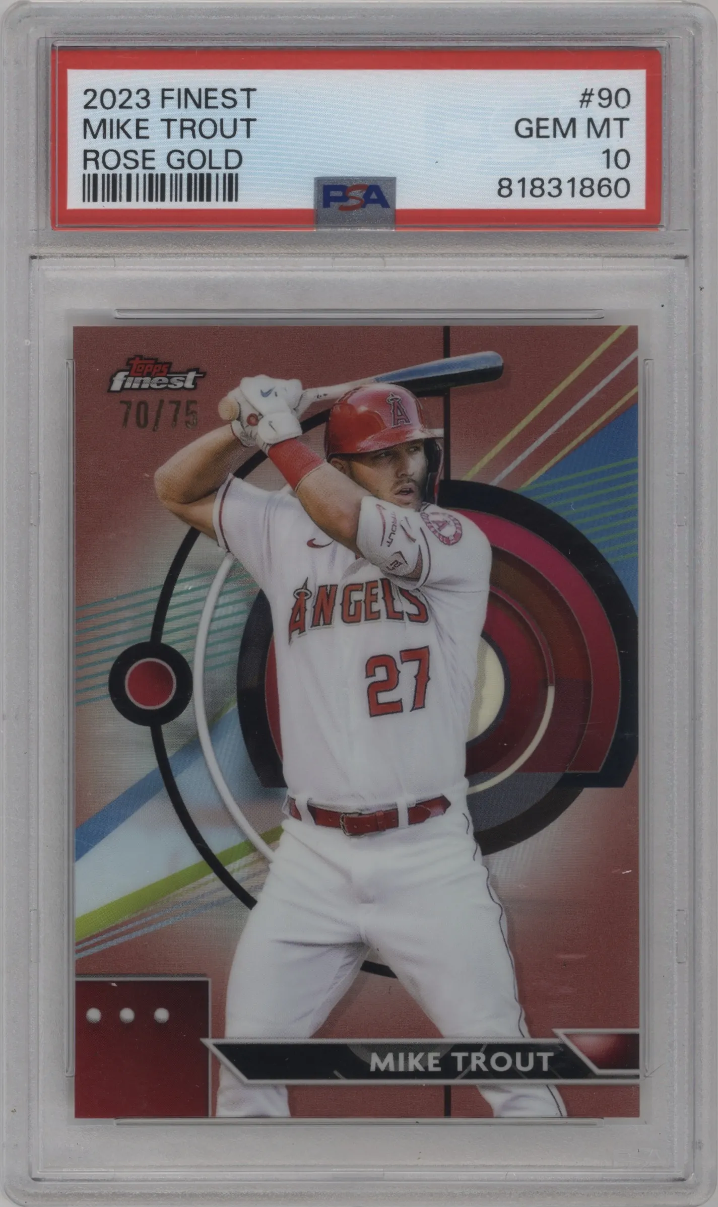 2023 Topps Finest Mike Trout Rose Gold Refractor #90 PSA 10