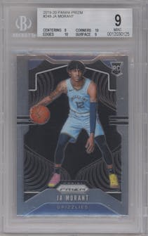 Ja Morant from the 2019-20 Panini Prizm set graded by Beckett and given an overall grade of 9.