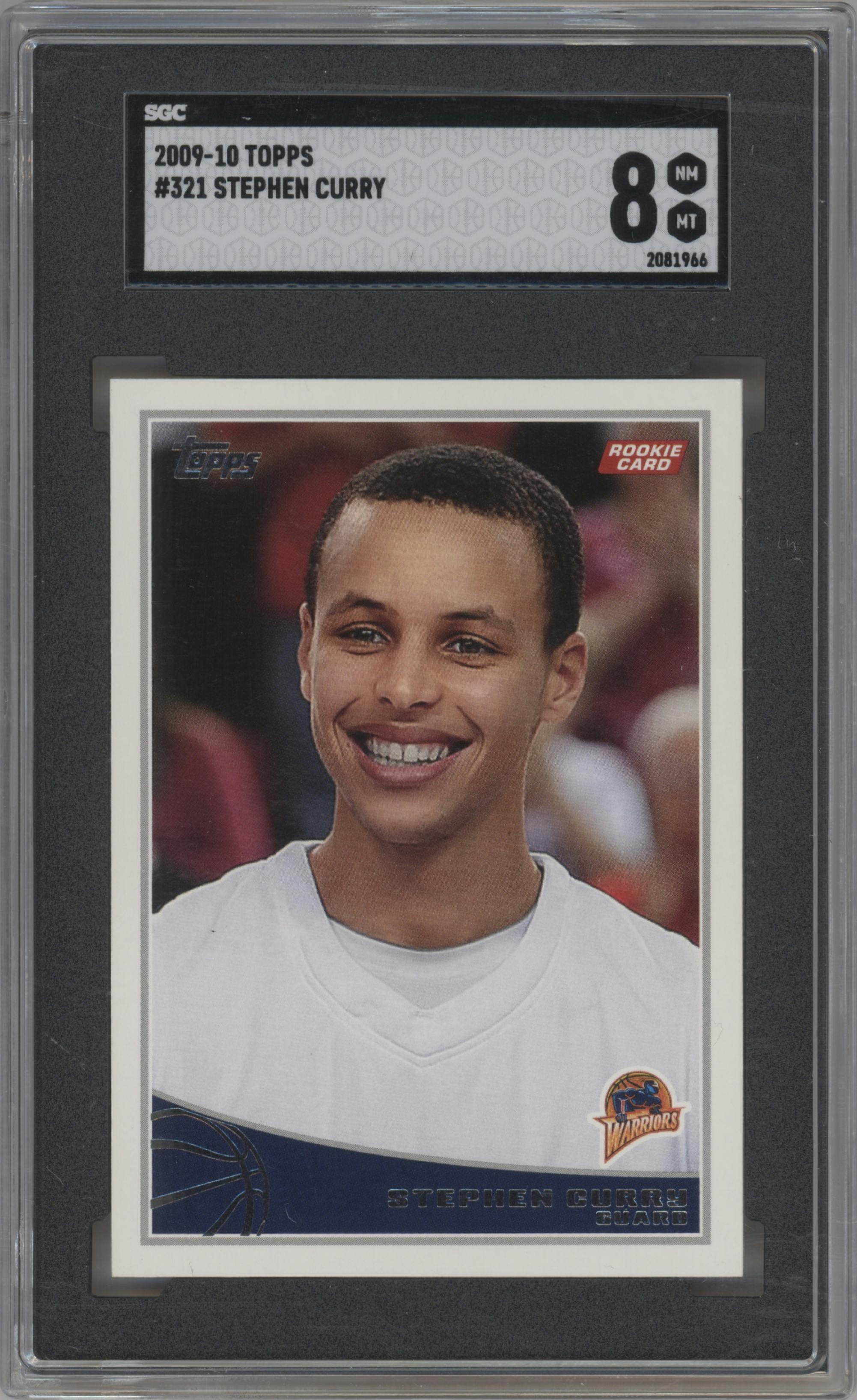 Stephen Curry from the 2009-10 Topps set graded by SGC and given an overall grade of 8.