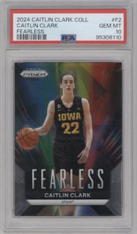 Caitlin Clark from the 2024 Panini Caitlin Clark Collection set graded by PSA and given an overall grade of 10.