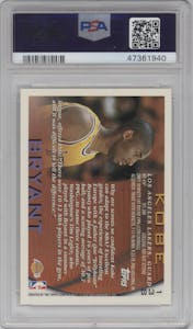 Kobe Bryant  from the 1996-97 Topps set graded by PSA and given an overall grade of 9.