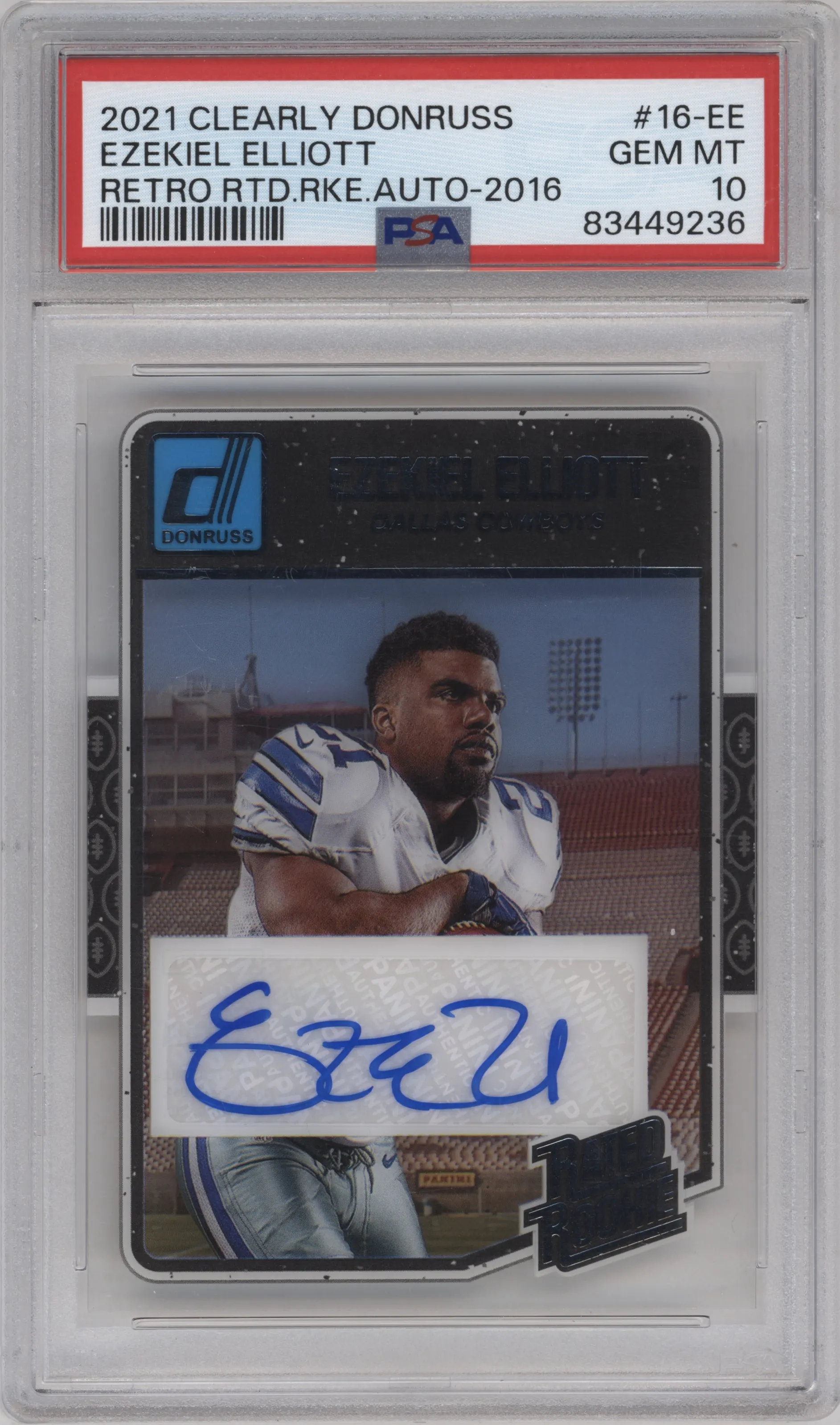 2021 Panini Clearly Donruss '16 Clrly.Rtr.Rtd.Rke. Ezekiel Elliott #16-EE PSA 10