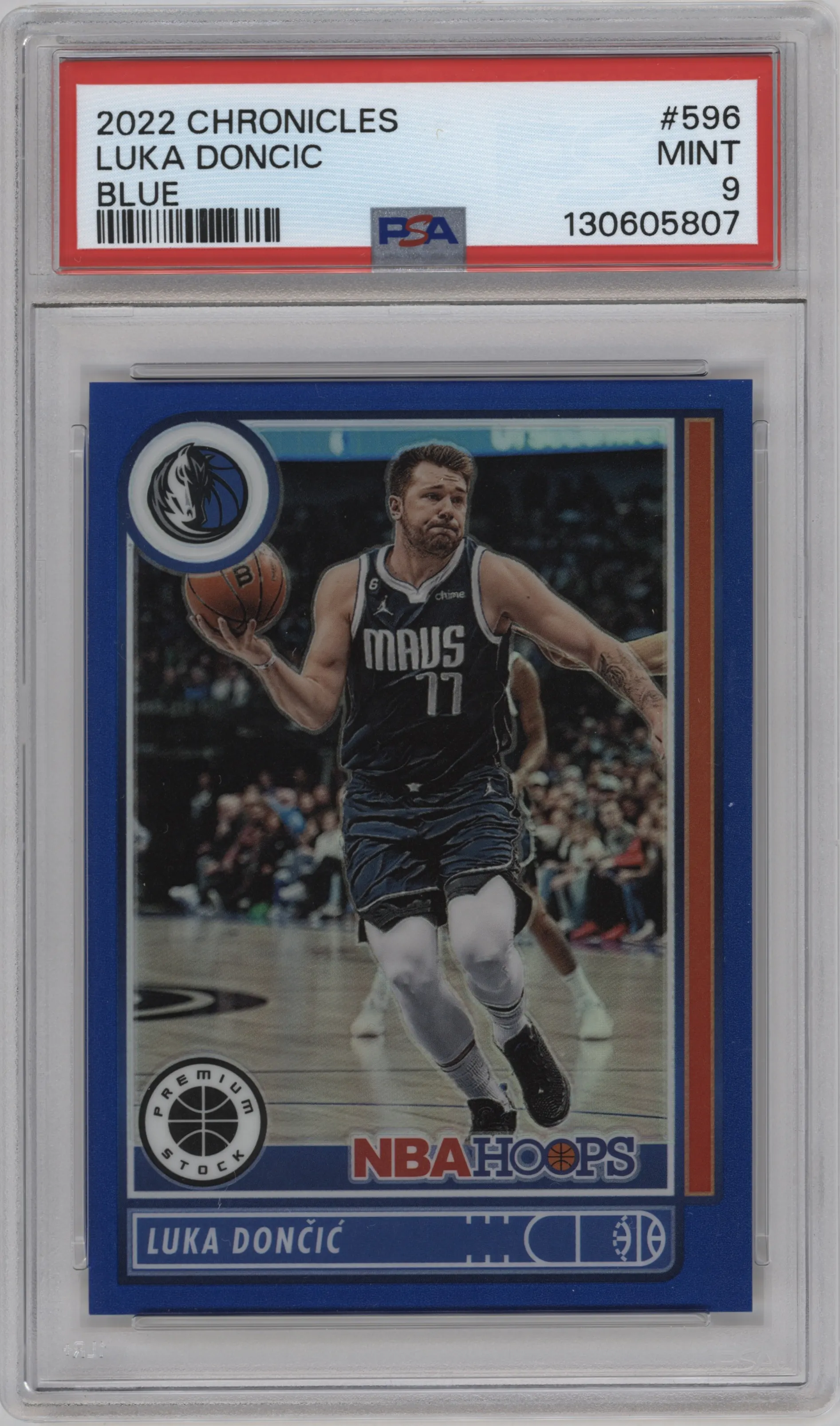 2022 Panini Chronicles NBA Hoops PS Luka Doncic Blue #596 PSA 9