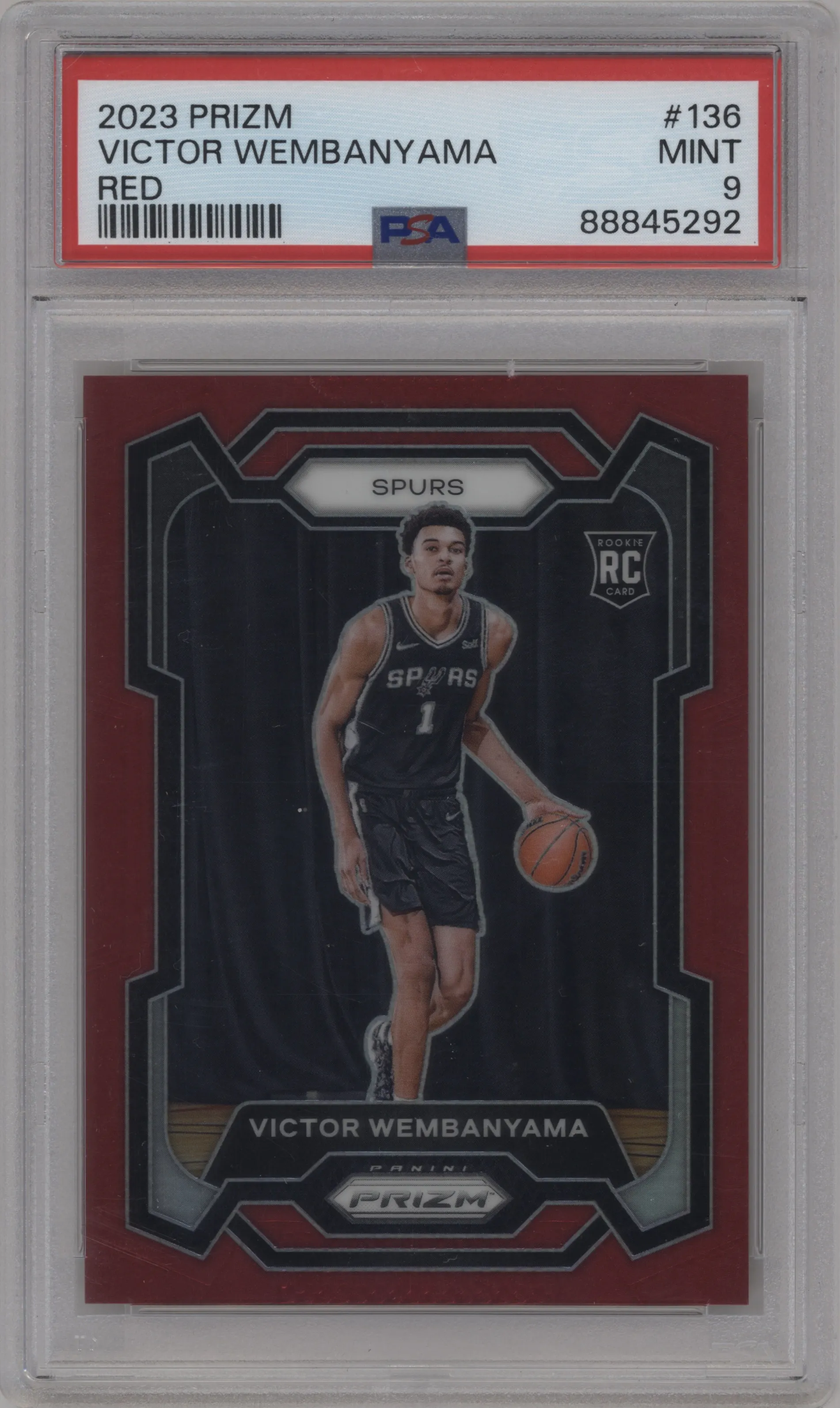 2023 Panini Prizm Victor Wembanyama Red Prizm #136 PSA 9