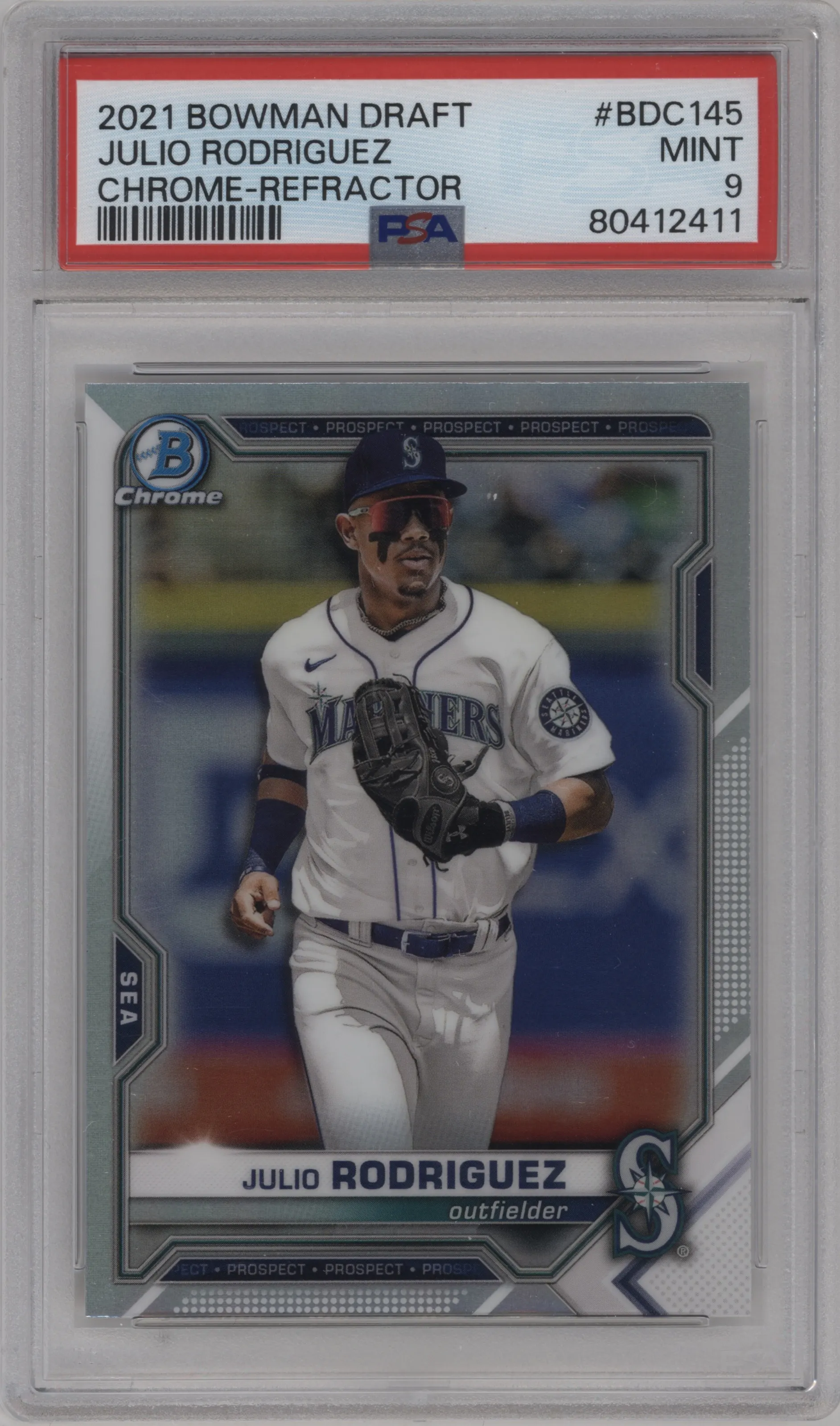2021 Bowman Draft Chrome Julio Rodriguez Refractor PSA 9