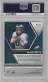 Jalen Hurts from the 2020 Panini Mosaic set featuring a Pink Camo parallel graded by PSA and given an overall grade of 10.