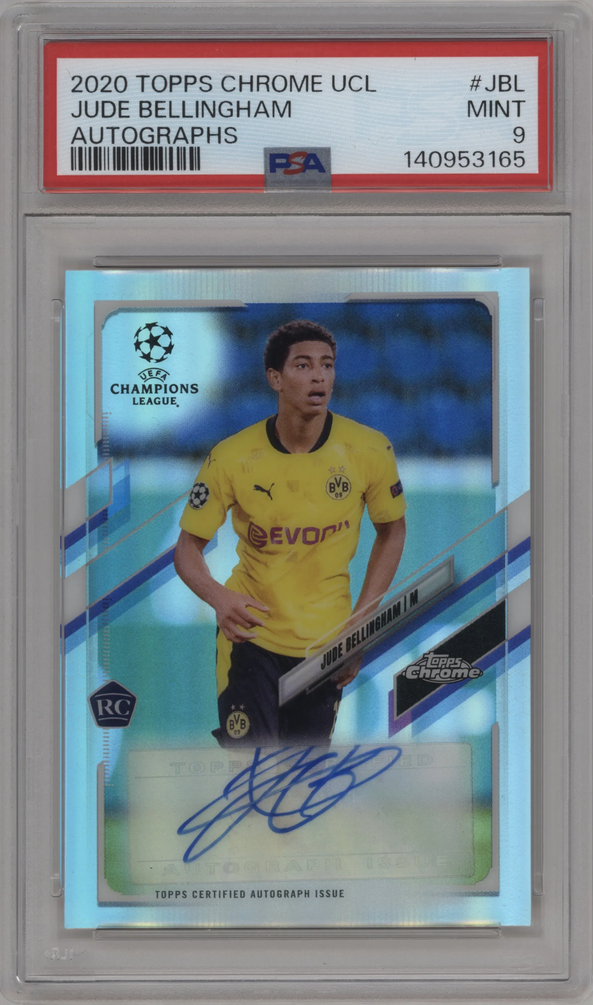 2020 Topps Chrome UEFA Champions League Auto Jude Bellingham #CA-JBL PSA 9