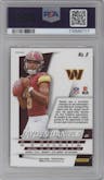 Jayden Daniels from the 2024 Panini Prizm set featuring a No Huddle parallel graded by PSA and given an overall grade of 9.