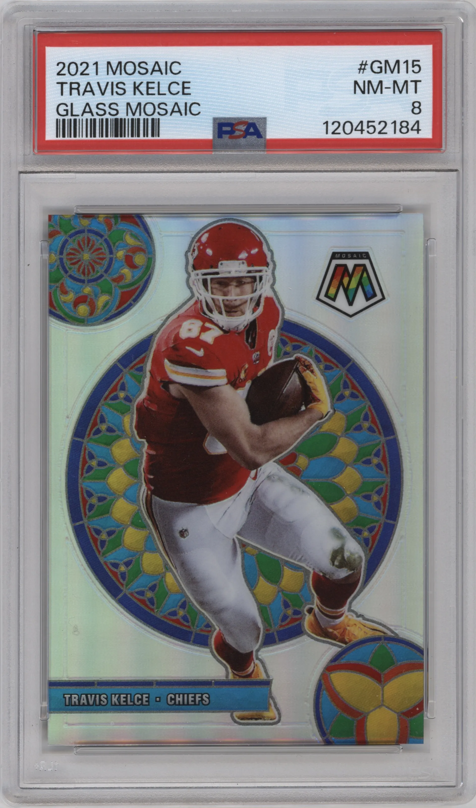 2021 Panini Mosaic Glass Mosaic Travis Kelce PSA 8