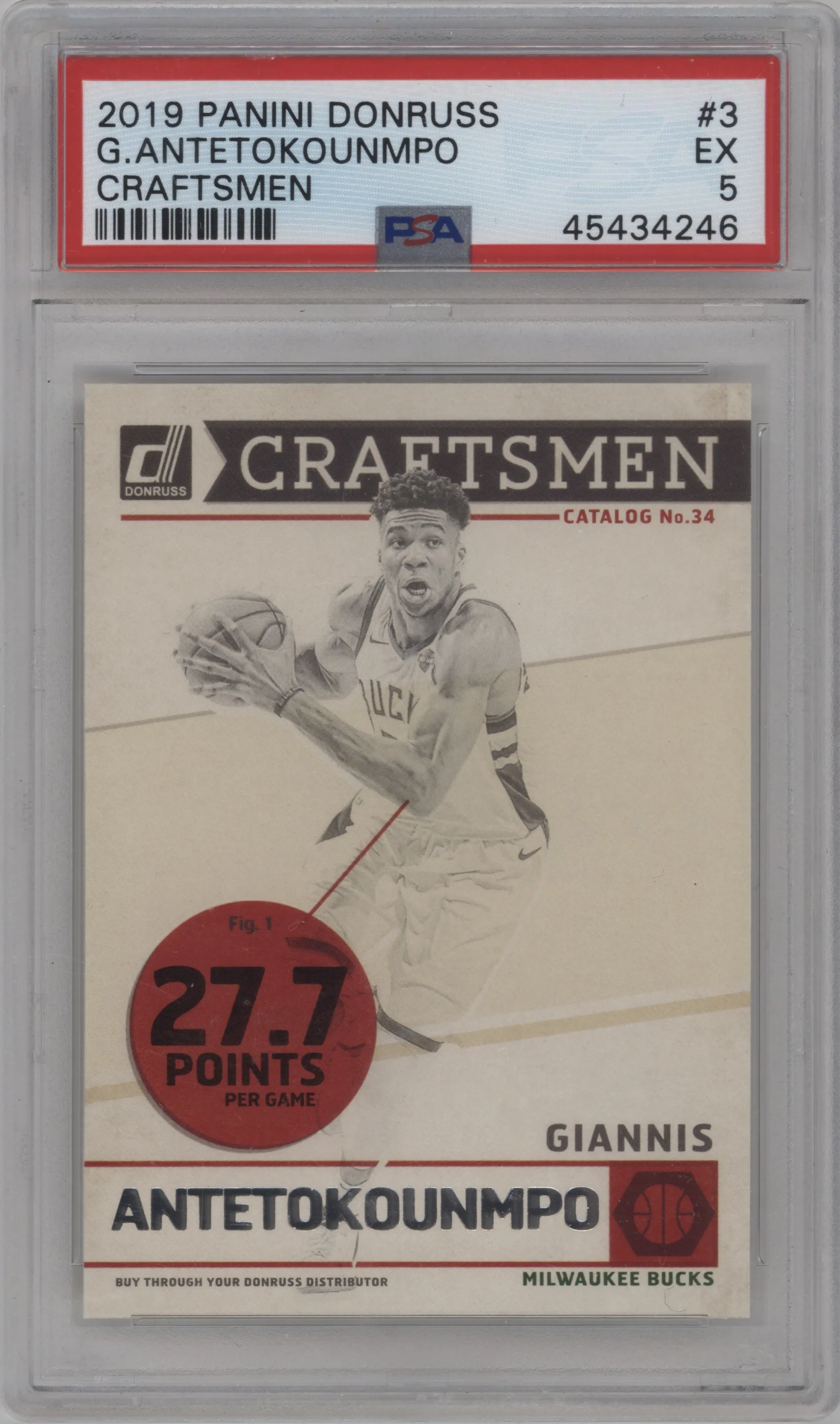 2019 Panini Donruss Craftsmen Giannis Antetokounmpo PSA 5