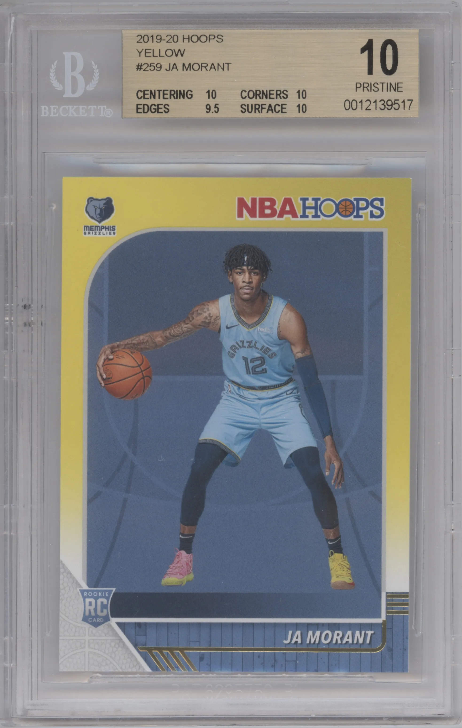 2019 Panini NBA Hoops Ja Morant Yellow #259 BGS 10