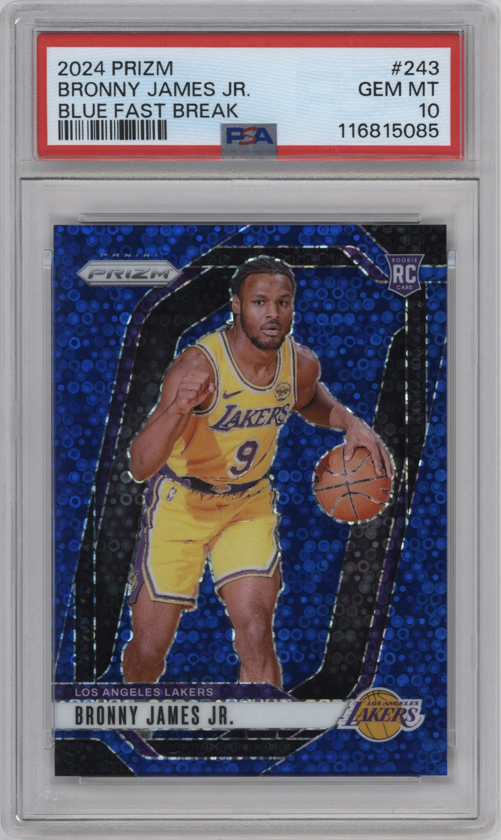 2024 Panini Prizm Bronny James Jr. Fast Break Blue #243 PSA 10