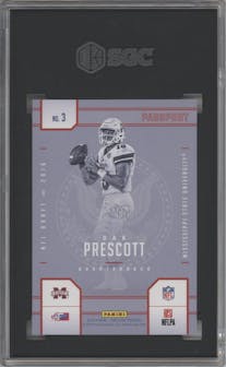 Dak Prescott from the 2016 Panini Prestige  set graded by SGC and given an overall grade of 9.5.