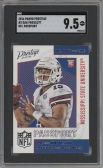 Dak Prescott from the 2016 Panini Prestige  set graded by SGC and given an overall grade of 9.5.