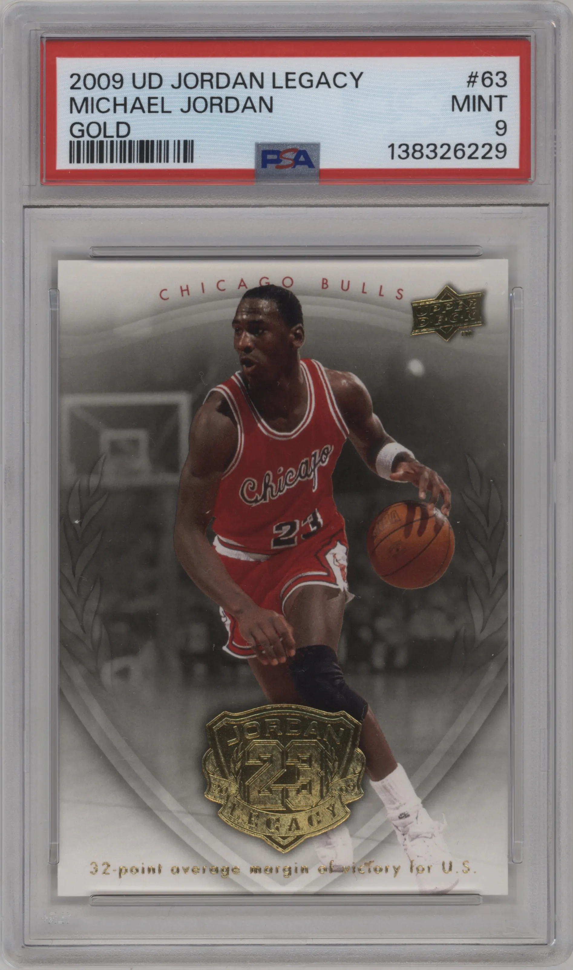 2009 Upper Deck Michael Jordan Legacy Collection Hall of Fame Edition Michael Jordan Gold PSA 9