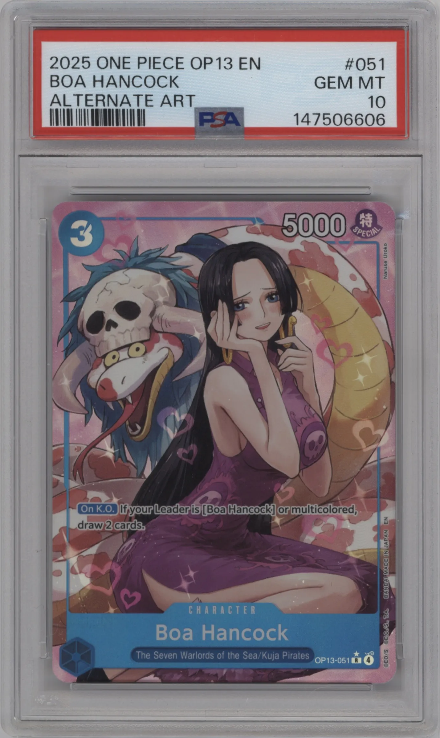2025 One Piece Carrying On His Will Boa Hancock Alternate Art R #OP13-051 R PSA 10