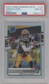 Jordan Love from the 2020 Panini Donruss Optic set featuring a Holo parallel graded by PSA and given an overall grade of 10.