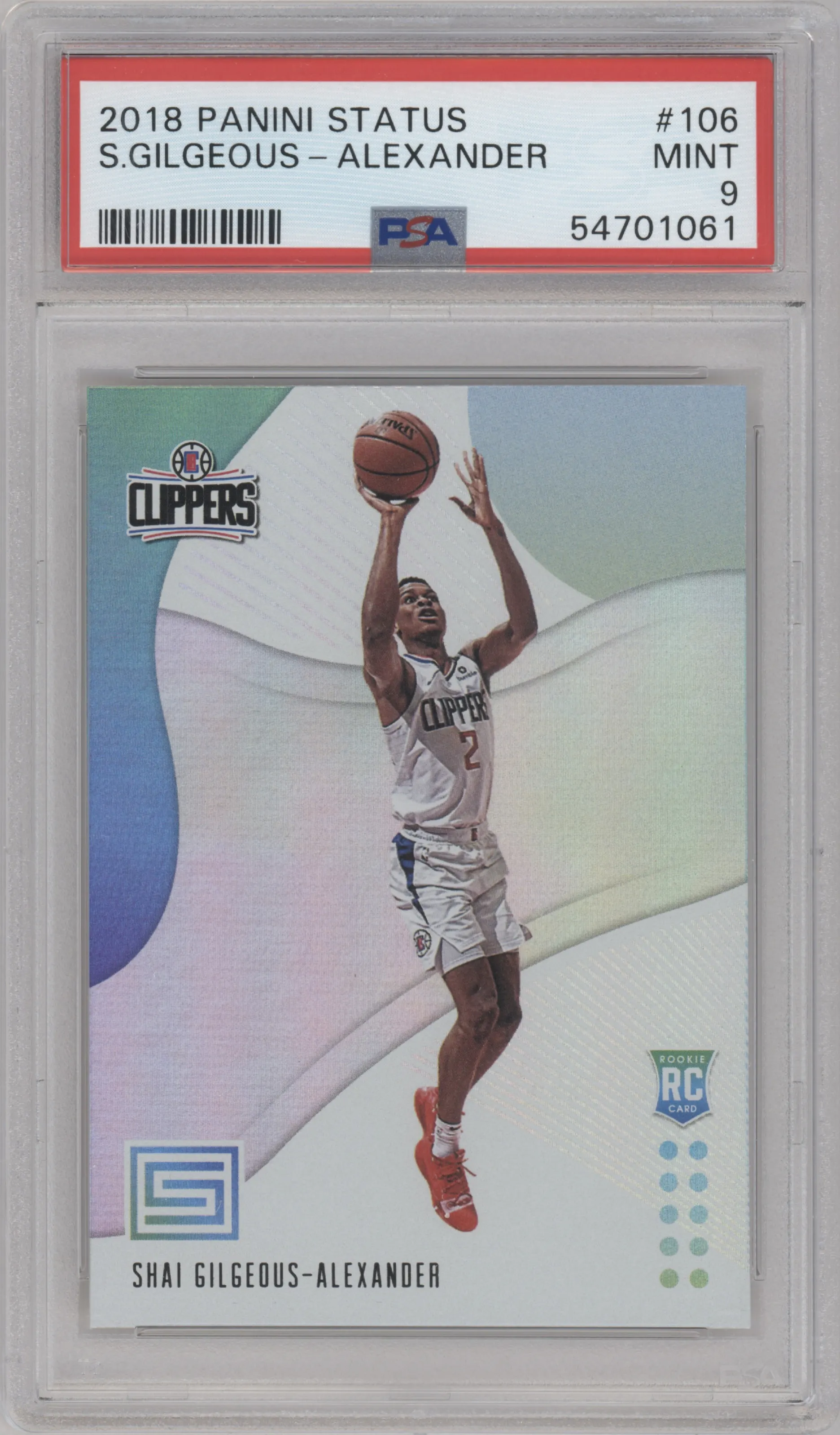 2018 Panini Status Rookies 1 Shai Gilgeous-Alexander #106 PSA 9