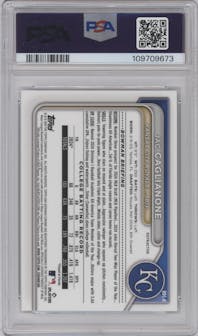 Jac Caglianone from the 2024 Bowman Draft set featuring a Refractor parallel graded by PSA and given an overall grade of 9.