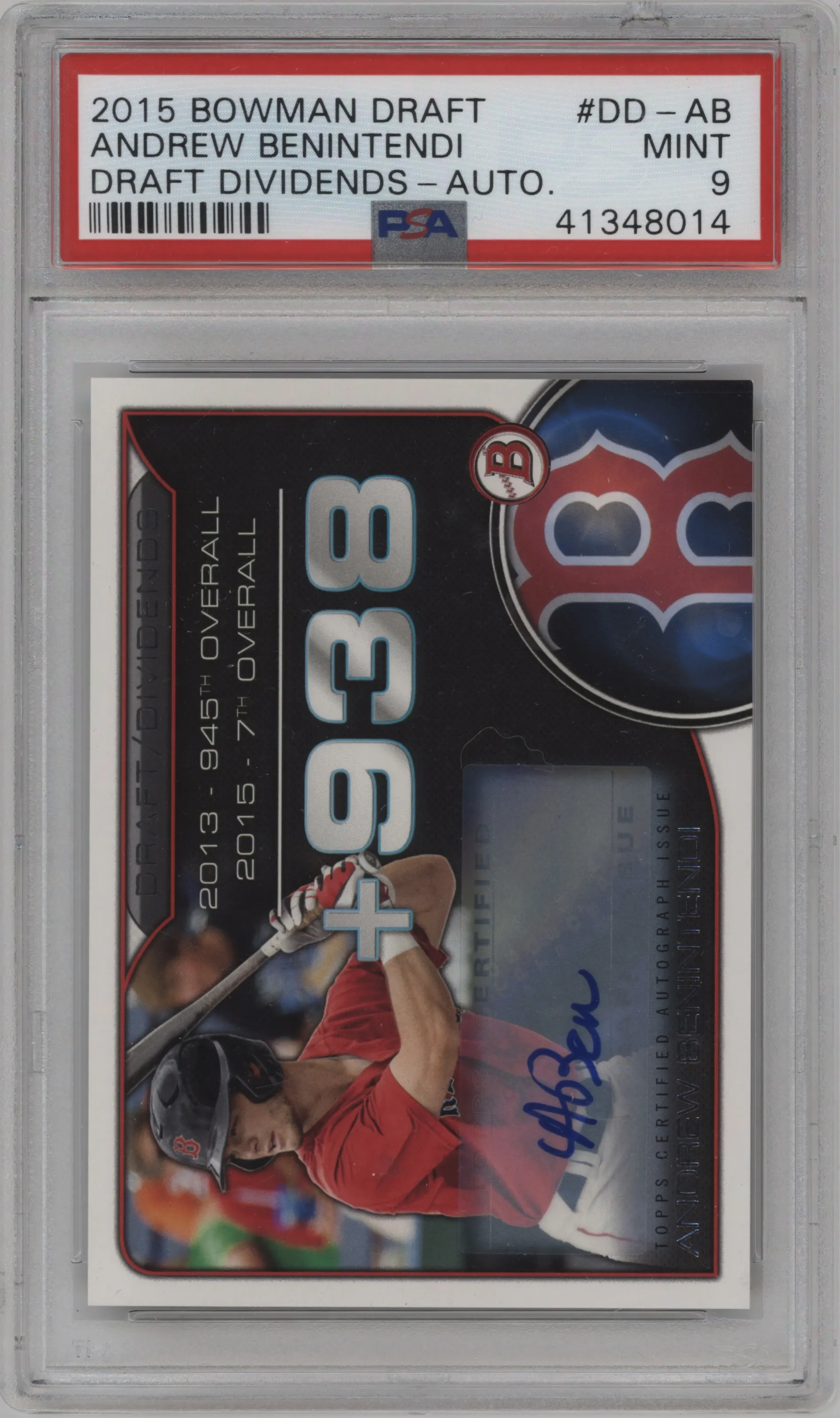 2015 Bowman Draft Draft Dividends Auto Andrew Benintendi PSA 9