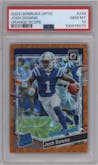 Josh Downs from the 2023 Donruss Optic set featuring a Orange Scope parallel graded by PSA and given an overall grade of 10.