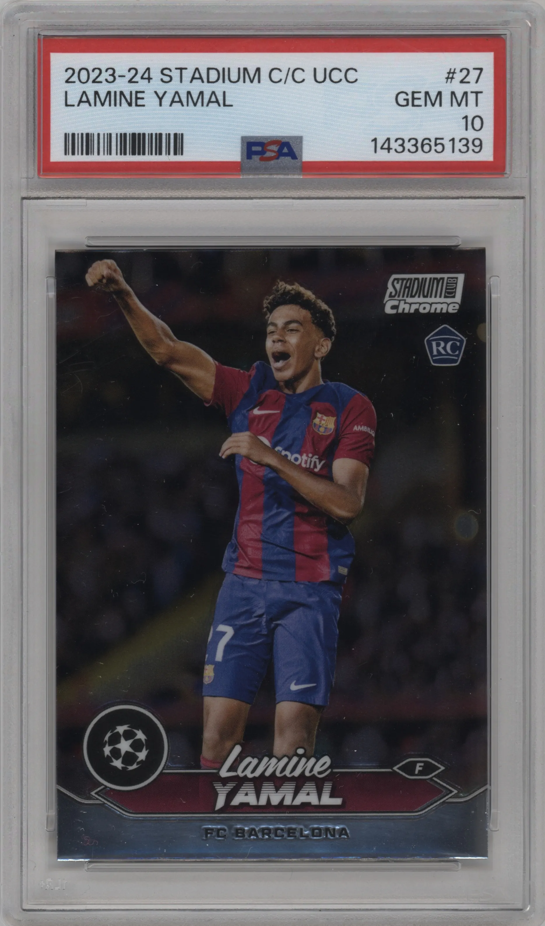 2023 Stadium Club Chrome UEFA Champions League Lamine Yamal #27 PSA 10