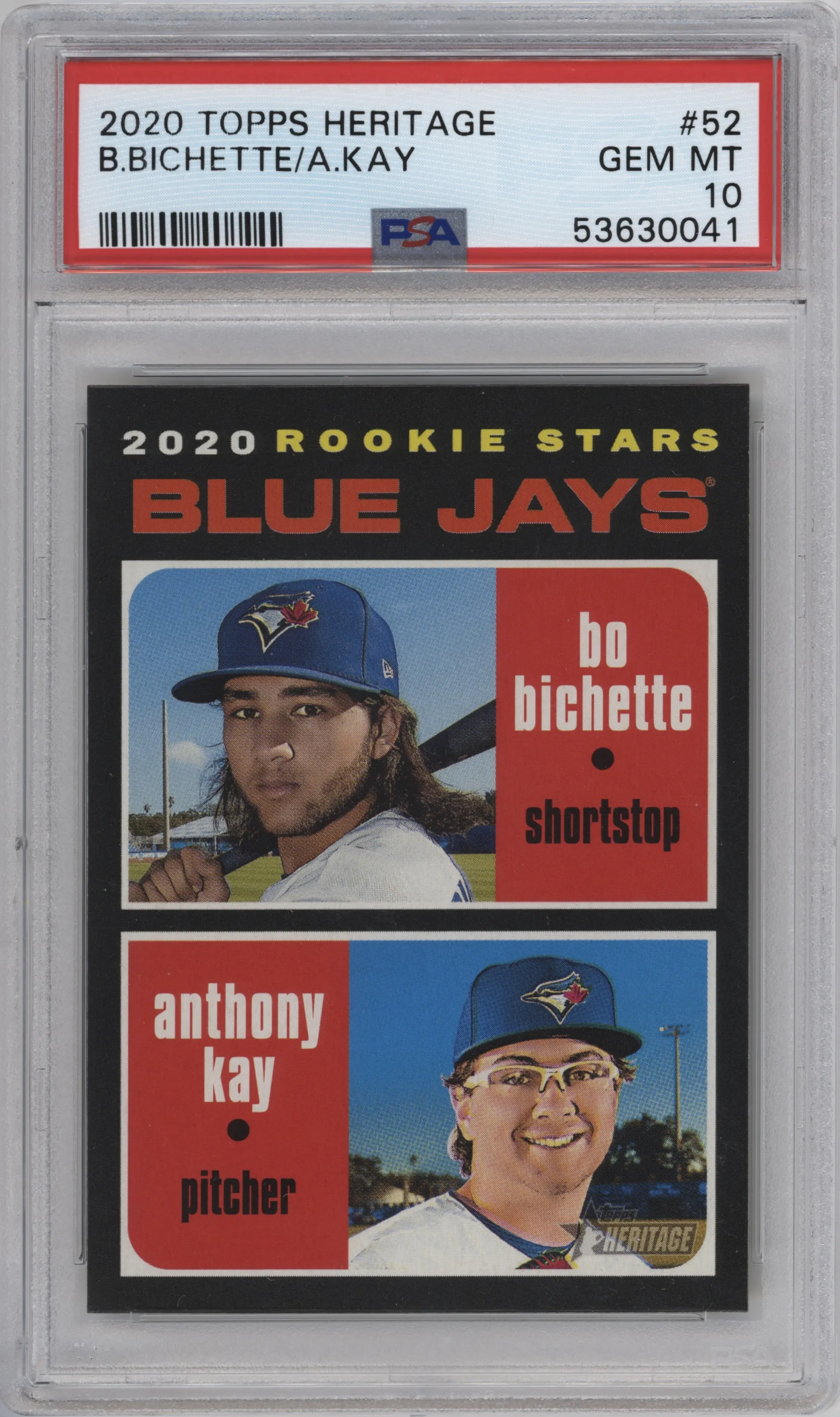 2020 Topps Heritage Bo Bichette/Anthony Kay PSA 10