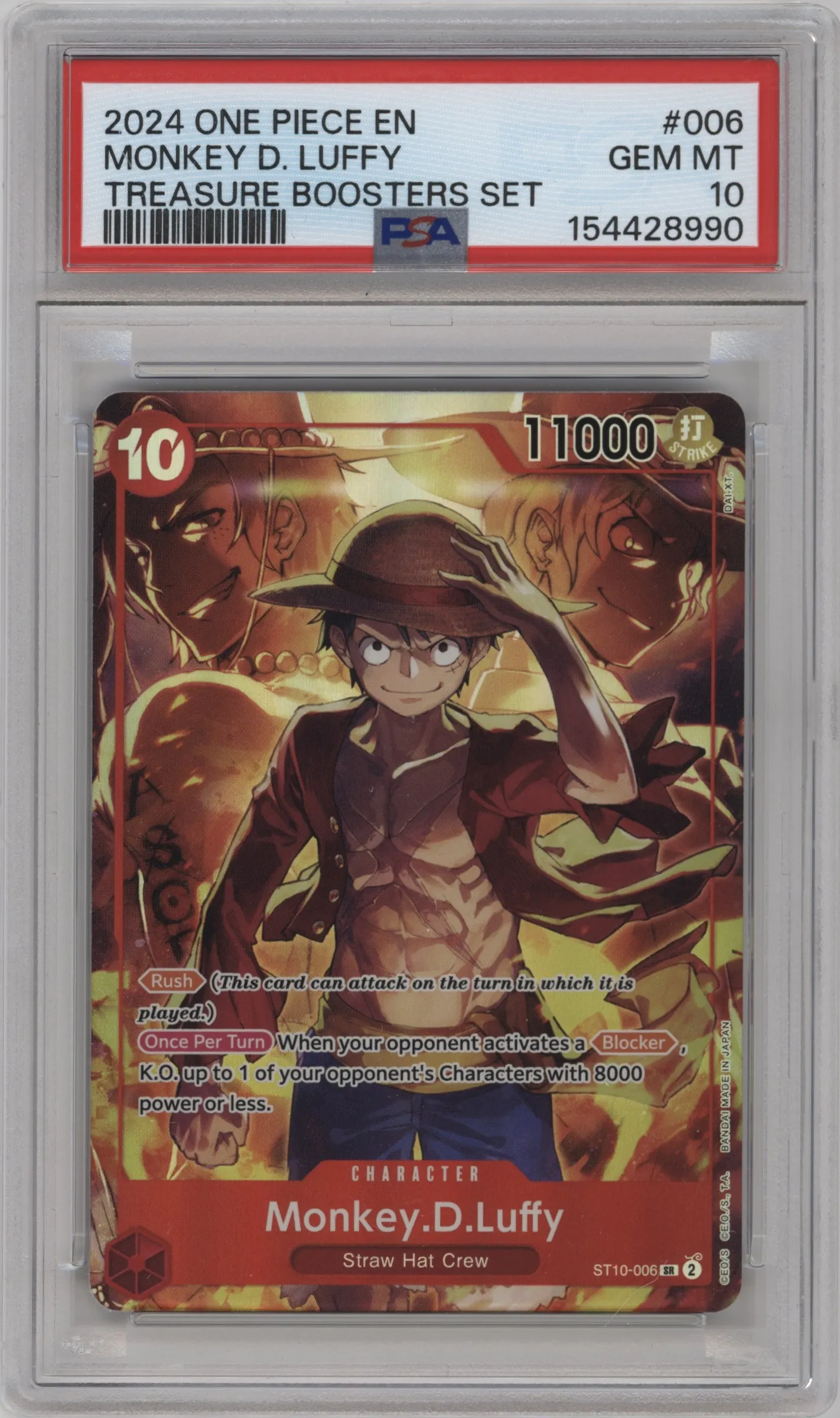 2024 One Piece Treasure Boosters Set Monkey.D.Luffy PSA 10