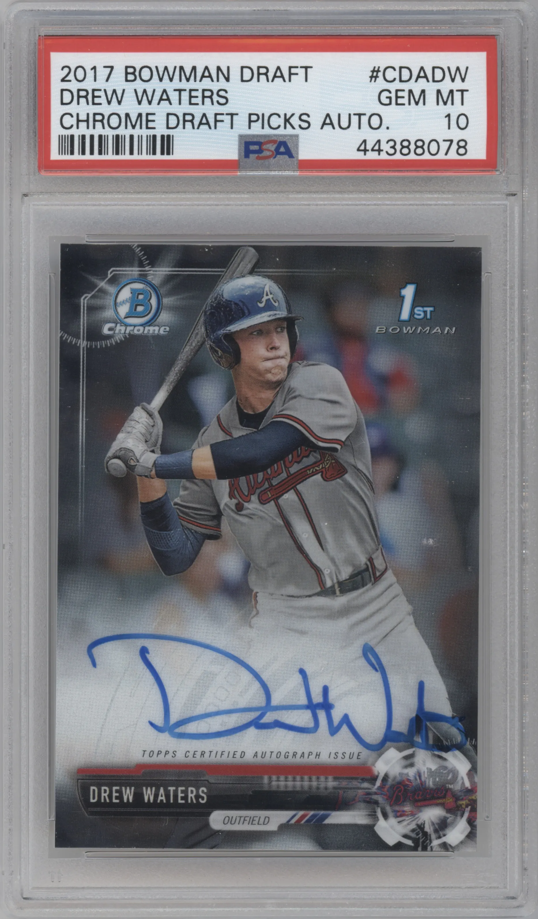 2017 Bowman Draft Chr. DP Auto Drew Waters #CDA-DW PSA 10