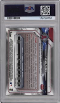 Shohei Ohtani from the 2018 Bowman Chrome set graded by PSA and given an overall grade of 10.