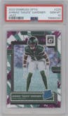 Ahmad "Sauce" Gardner from the 2022 Panini Donruss Optic set featuring a Jazz parallel graded by PSA and given an overall grade of 10.