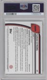Sarah Strong from the 2024-25 Bowman University Chrome set featuring a Green Shimmer parallel graded by PSA and given an overall grade of 10.