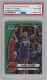 Sarah Strong from the 2024-25 Bowman University Chrome set featuring a Green Shimmer parallel graded by PSA and given an overall grade of 10.