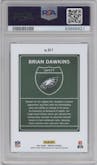 Brian Dawkins from the 2021 Panini Donruss set graded by PSA and given an overall grade of 9.