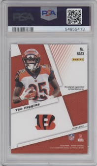 Tee Higgins from the 2020 Panini Mosaic set featuring a Red Choice Fusion parallel graded by PSA and given an overall grade of 10.