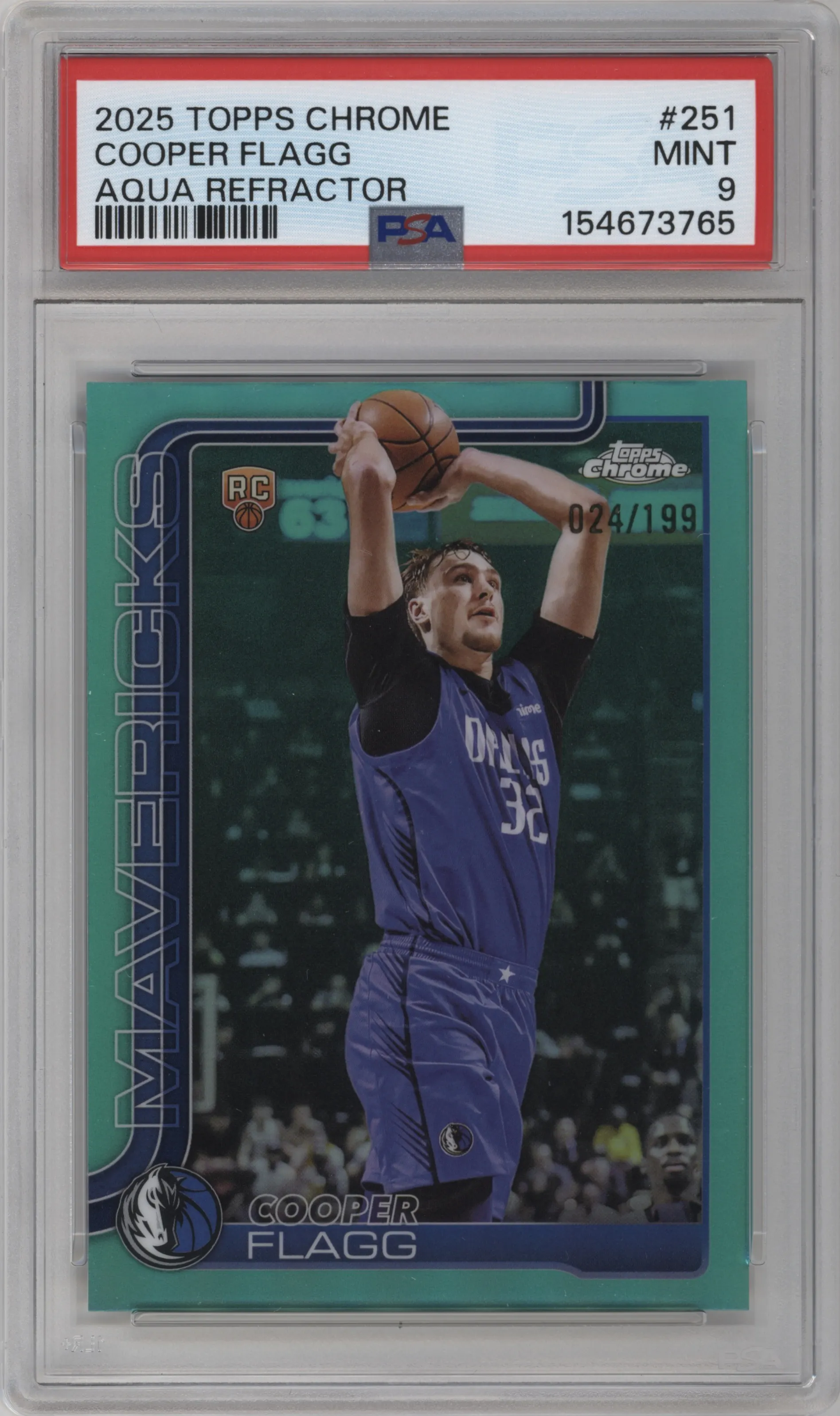 2025 Topps Chrome Cooper Flagg Aqua Refractor #251 PSA 9