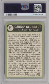 Lou Brock/Curt Flood from the 1967 Topps set graded by PSA and given an overall grade of 4.