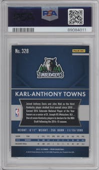 Karl-Anthony Towns from the 2015-16 Panini Prizm  set graded by PSA and given an overall grade of 9.