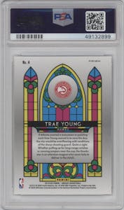 Trae Young from the 2019-20 Panini Mosaic  set graded by PSA and given an overall grade of 10.