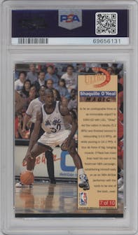 Shaquille O'Neal from the 1992-93 Fleer Ultra set graded by PSA and given an overall grade of 9.